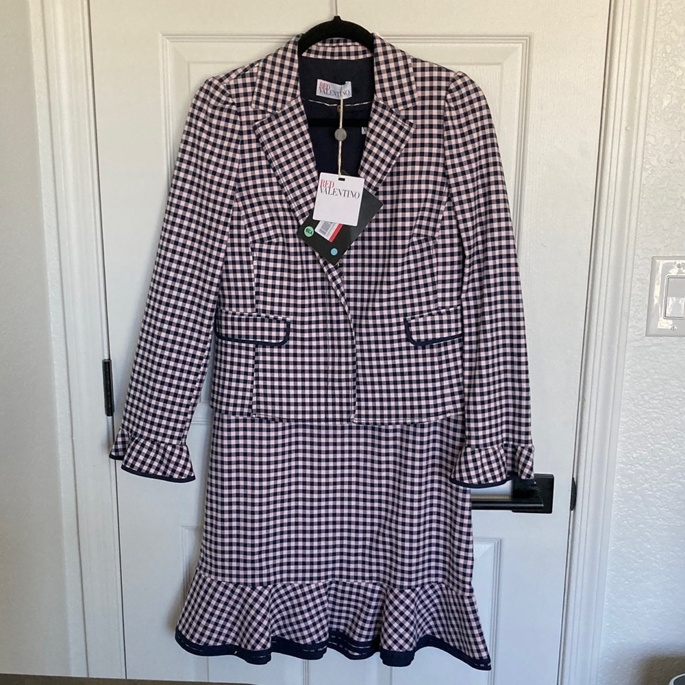 RED Valentino Pink and Navy Denim Dress and Jacket